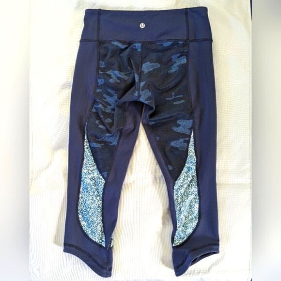 Lululemon Wunder Under Blue Camo Lotus Leggings 6 Activewear Athleisure Gym - Picture 14 of 14